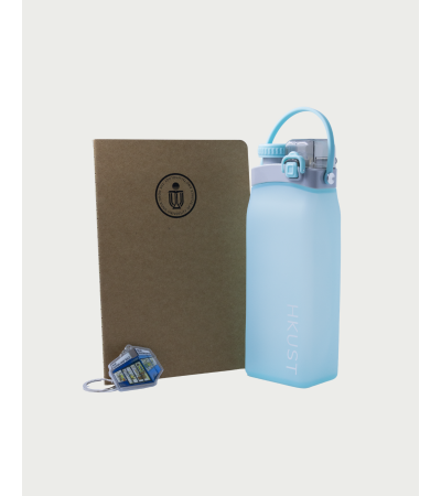Collapsible Bottle (Light Blue) + A5 Kraft Notebook + Mini Souvenir Shop Keychain